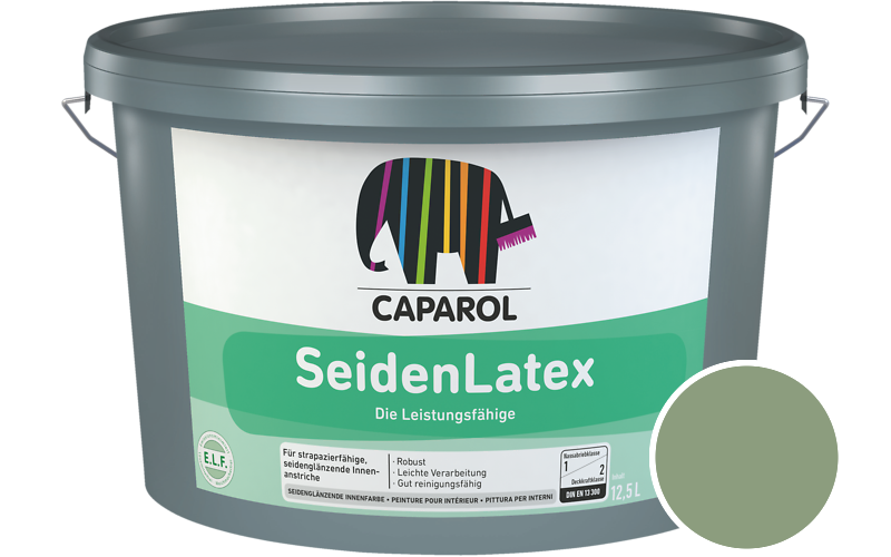 Caparol SeidenLatex 2,5L Latexfarbe / Getnt im Farbton RAL 6021 Blassgrn