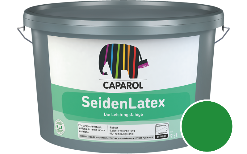 Caparol SeidenLatex 5L Latexfarbe / Getnt im Farbton RAL 6037 Reingrn