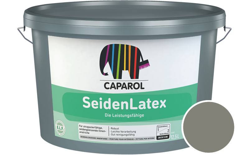 Caparol SeidenLatex 5L Latexfarbe / Getnt im Farbton RAL 7023 Betongrau