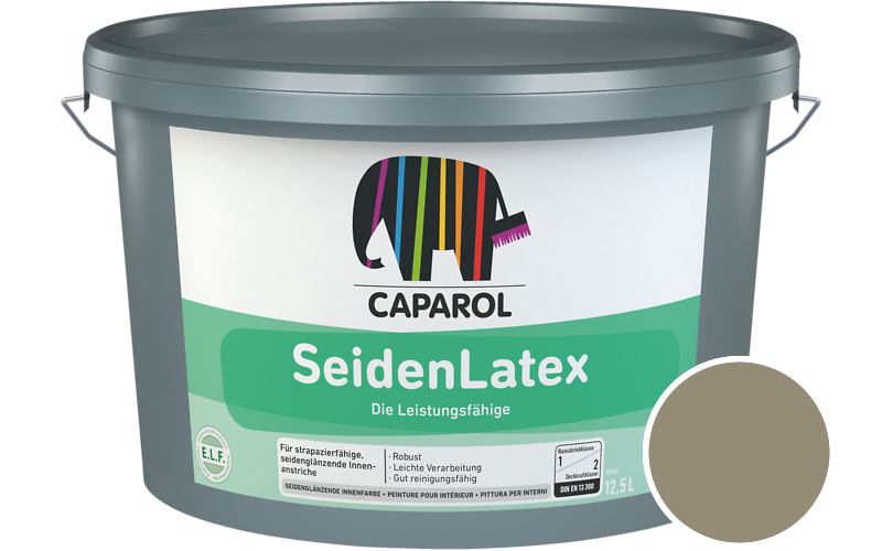 Caparol SeidenLatex 12,5L Latexfarbe / Getnt im Farbton RAL 7034 Gelbgrau