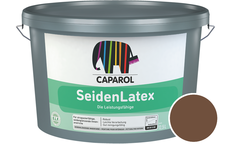 Caparol SeidenLatex 2,5L Latexfarbe / Getnt im Farbton RAL 8007 Rehbraun