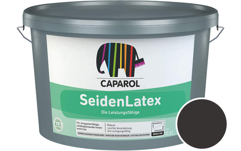 Caparol SeidenLatex 7,5L Latexfarbe / Getnt im Farbton RAL 8022 Schwarzbraun