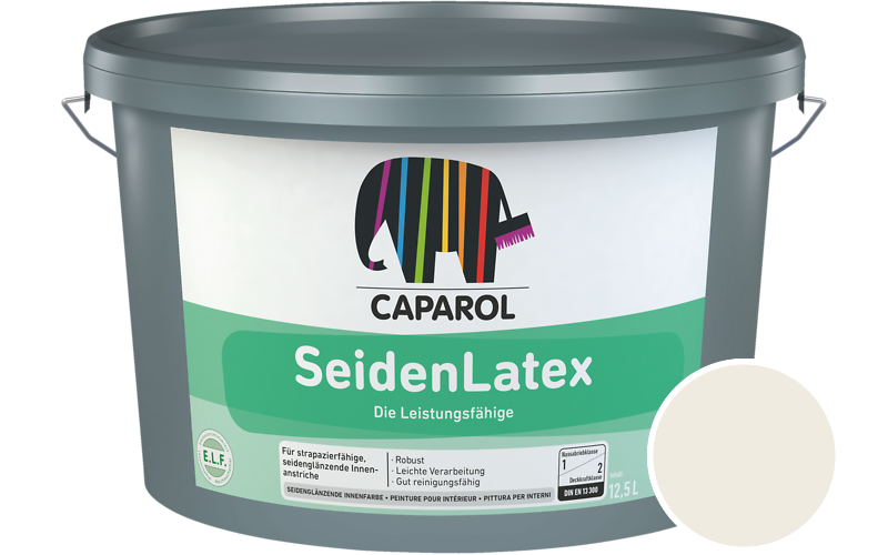 Caparol SeidenLatex 5L Latexfarbe / Getnt im Farbton Samtweiss