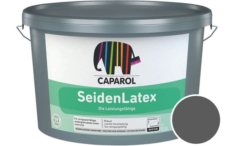 Caparol SeidenLatex 5L Latexfarbe / Getnt im Farbton Sepia-grau