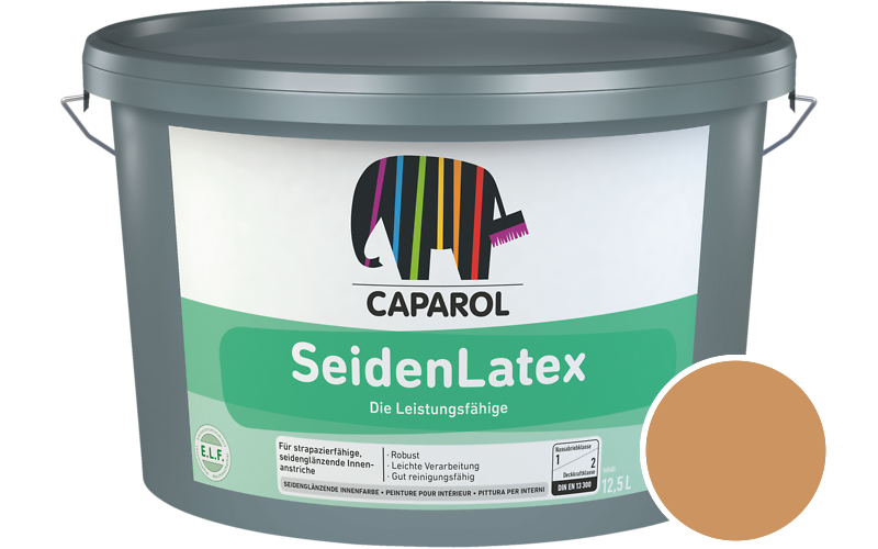 Caparol SeidenLatex 2,5L Latexfarbe / Getnt im Farbton Siena 125