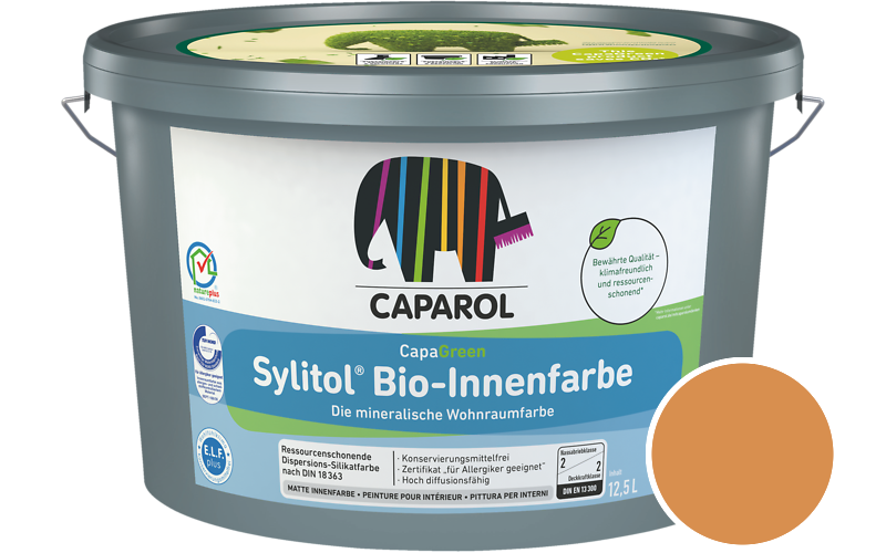 Caparol Sylitol Bio-Innenfarbe 7,5L Silikatfarbe / Getnt im Farbton Amber 100