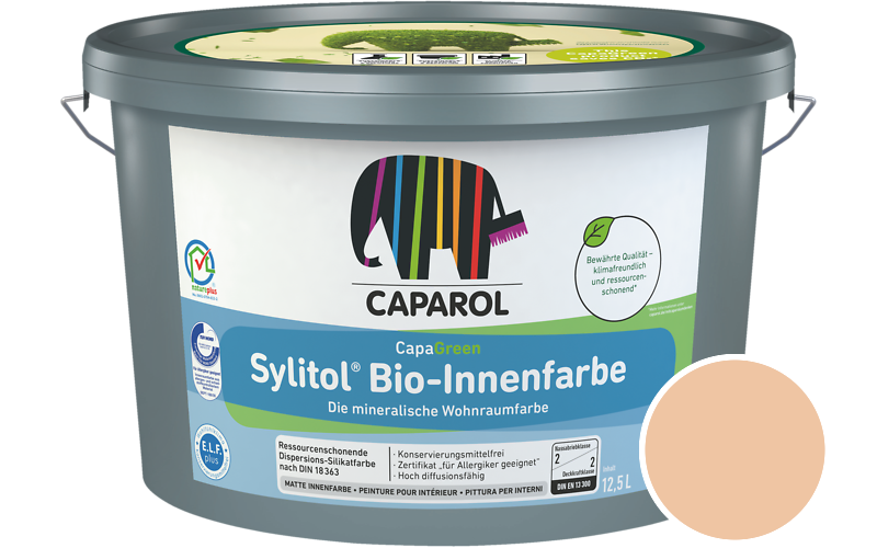 Caparol Sylitol Bio-Innenfarbe 12,5L Silikatfarbe / Getnt im Farbton Amber 115