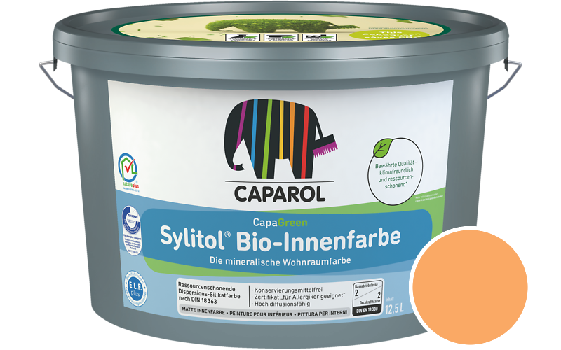 Caparol Sylitol Bio-Innenfarbe 12,5L Silikatfarbe / Getnt im Farbton Amber 135