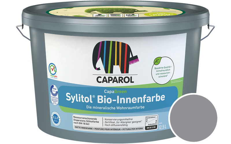 Caparol Sylitol Bio-Innenfarbe 2,5L Silikatfarbe / Getnt im Farbton Amethyst 15