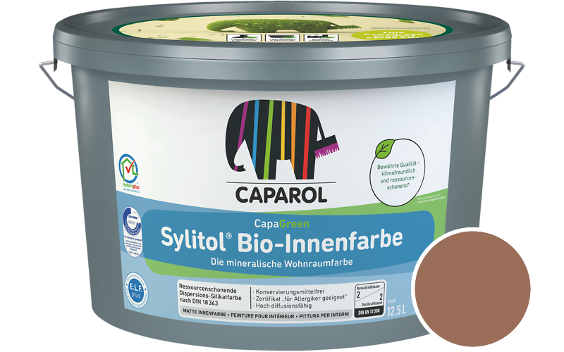 Caparol Sylitol Bio-Innenfarbe 7,5L Silikatfarbe / Getnt im Farbton Aprico 95