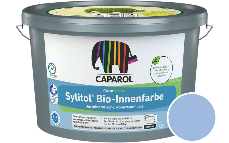 Caparol Sylitol Bio-Innenfarbe 12,5L Silikatfarbe / Getnt im Farbton Aquarell 105