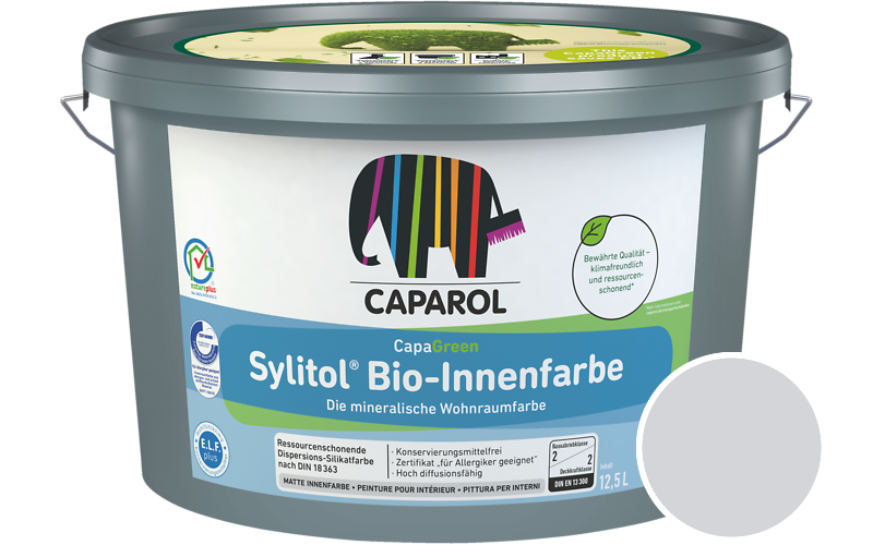 Caparol Sylitol Bio-Innenfarbe 7,5L Silikatfarbe / Getnt im Farbton Aquarell 50