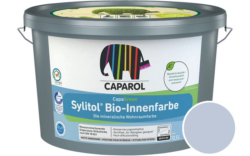 Caparol Sylitol Bio-Innenfarbe 12,5L Silikatfarbe / Getnt im Farbton Aquarell 80