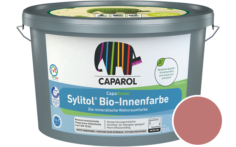 Caparol Sylitol Bio-Innenfarbe 2,5L Silikatfarbe / Get�nt im Farbton Barolo 135