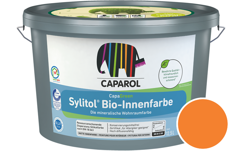 Caparol Sylitol Bio-Innenfarbe 7,5L Silikatfarbe / Getnt im Farbton Ceramic 95