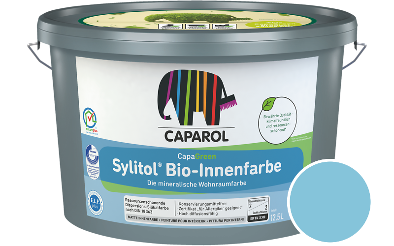 Caparol Sylitol Bio-Innenfarbe 12,5L Silikatfarbe / Getnt im Farbton Coelin 110
