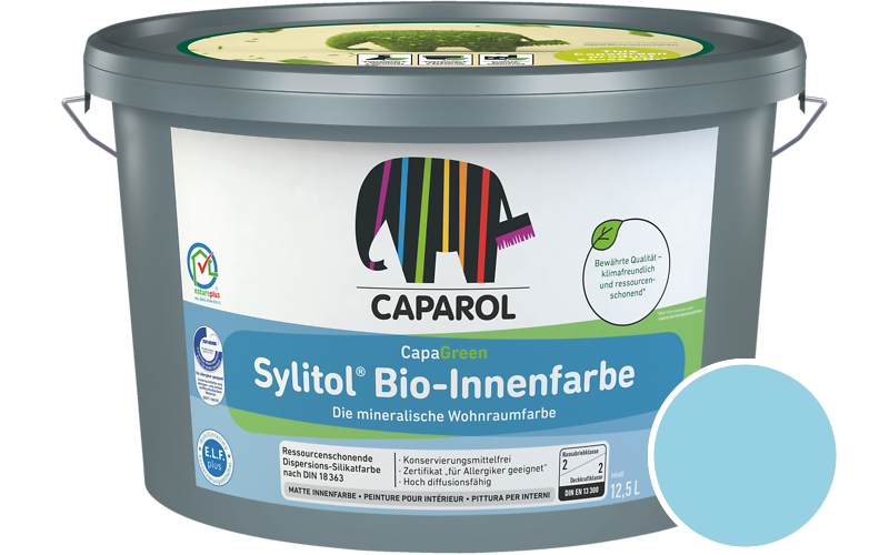 Caparol Sylitol Bio-Innenfarbe 7,5L Silikatfarbe / Getnt im Farbton Coelin 115