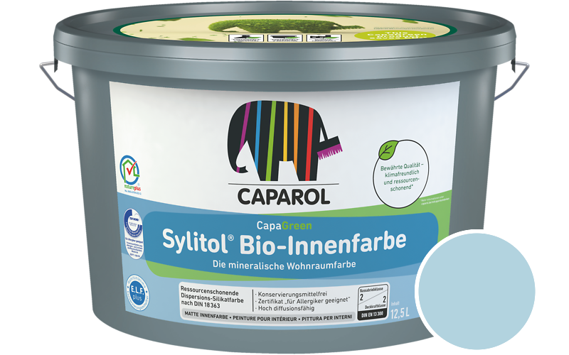 Caparol Sylitol Bio-Innenfarbe 2,5L Silikatfarbe / Getnt im Farbton Coelin 120