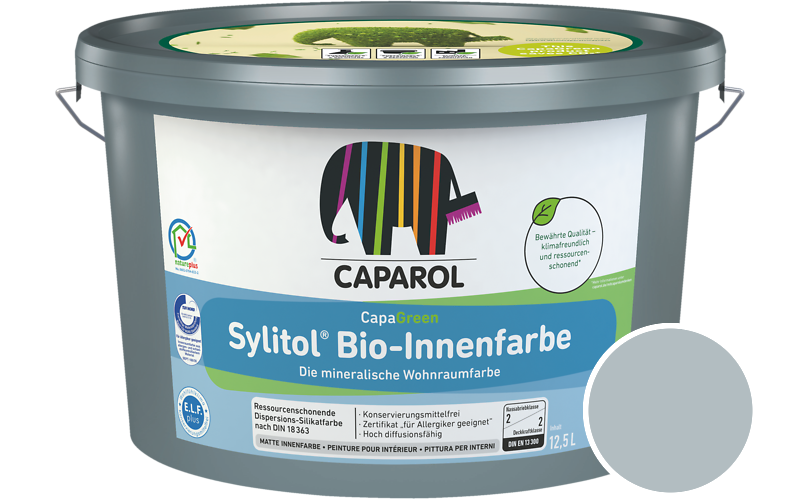 Caparol Sylitol Bio-Innenfarbe 12,5L Silikatfarbe / Getnt im Farbton Coelin 40