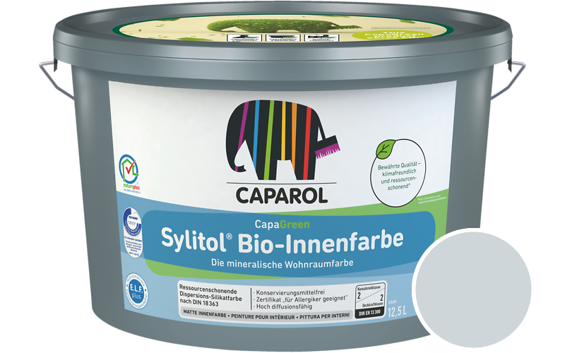 Caparol Sylitol Bio-Innenfarbe 7,5L Silikatfarbe / Getnt im Farbton Coelin 50