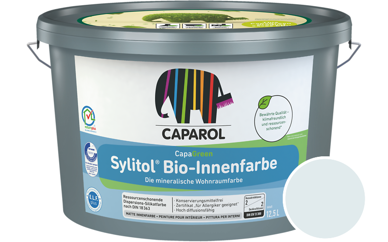 Caparol Sylitol Bio-Innenfarbe 12,5L Silikatfarbe / Getnt im Farbton Coelin 60