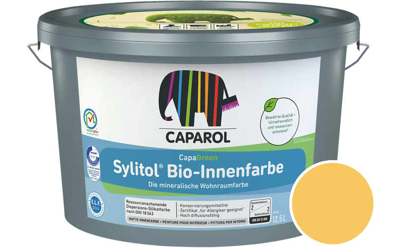 Caparol Sylitol Bio-Innenfarbe 12,5L Silikatfarbe / Get�nt im Farbton Curcuma 105