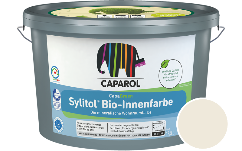 Caparol Sylitol Bio-Innenfarbe 12,5L Silikatfarbe / Getnt im Farbton Curry 25