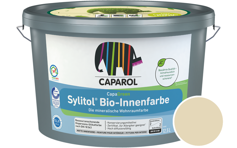 Caparol Sylitol Bio-Innenfarbe 2,5L Silikatfarbe / Getnt im Farbton Curry 50