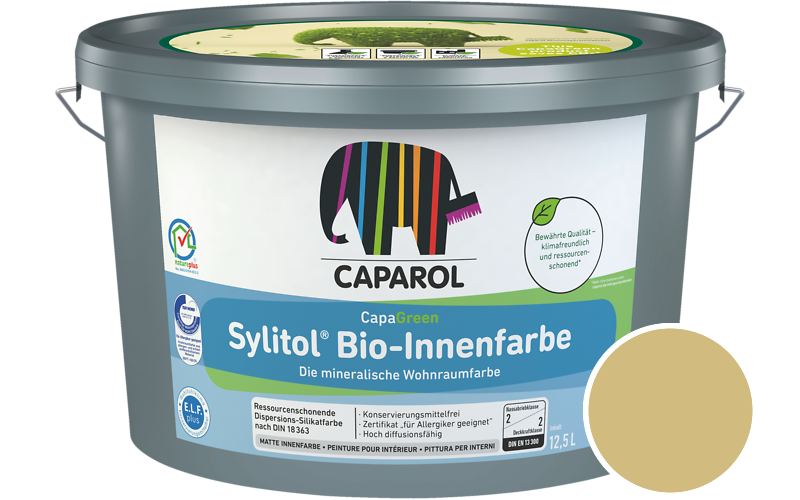 Caparol Sylitol Bio-Innenfarbe 2,5L Silikatfarbe / Getnt im Farbton Curry 70