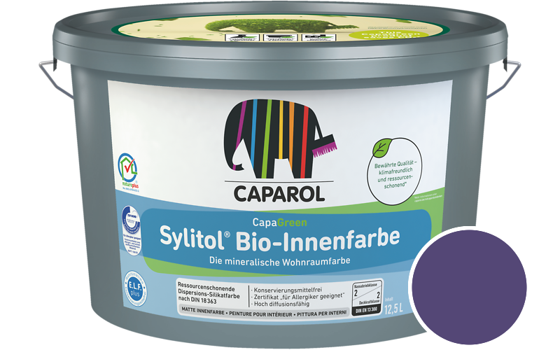 Caparol Sylitol Bio-Innenfarbe 2,5L Silikatfarbe / Getnt im Farbton Diva 15