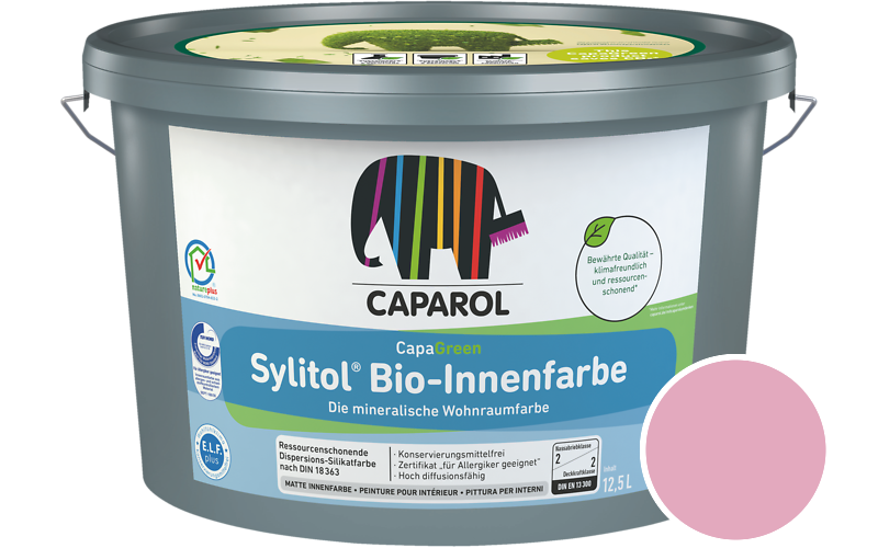 Caparol Sylitol Bio-Innenfarbe 2,5L Silikatfarbe / Get�nt im Farbton Flamenco 145