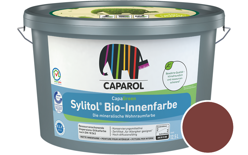 Caparol Sylitol Bio-Innenfarbe 7,5L Silikatfarbe / Getnt im Farbton Grenadin 65