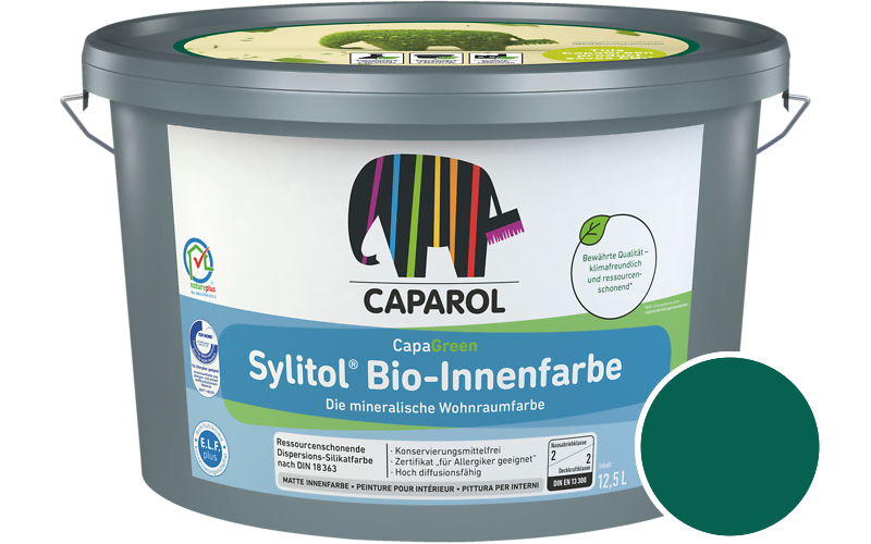 Caparol Sylitol Bio-Innenfarbe 7,5L Silikatfarbe / Getnt im Farbton Grn Ava