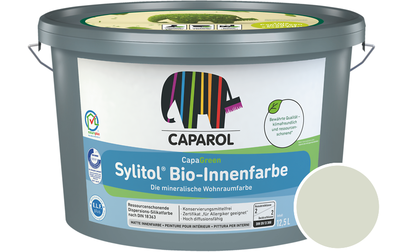Caparol Sylitol Bio-Innenfarbe 12,5L Silikatfarbe / Getnt im Farbton Herba 25