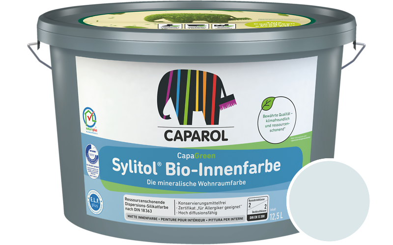 Caparol Sylitol Bio-Innenfarbe 7,5L Silikatfarbe / Getnt im Farbton Iris 18