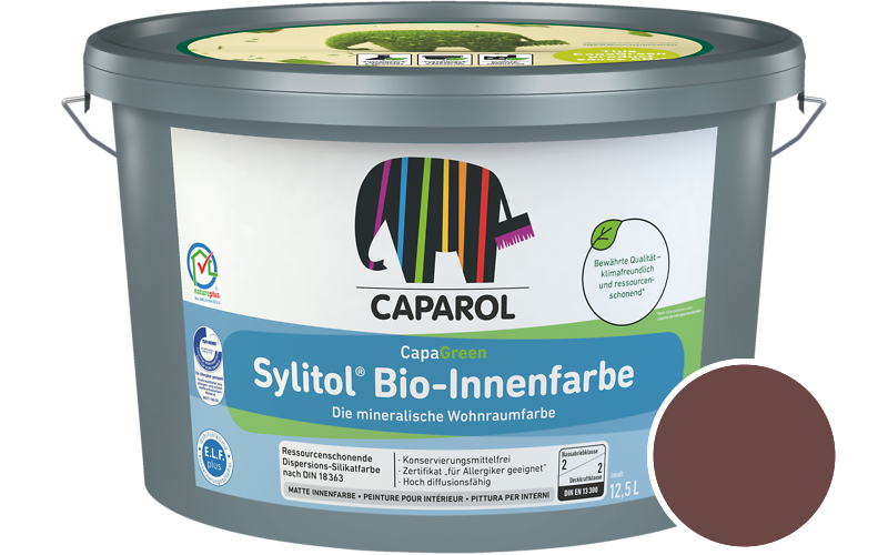 Caparol Sylitol Bio-Innenfarbe 2,5L Silikatfarbe / Getnt im Farbton Korall 130