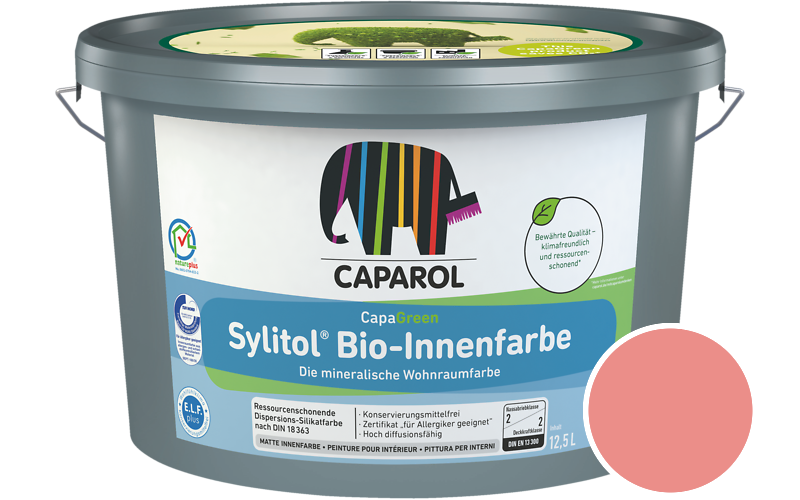 Caparol Sylitol Bio-Innenfarbe 12,5L Silikatfarbe / Getnt im Farbton Korall 175