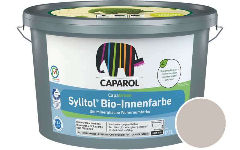 Caparol Sylitol Bio-Innenfarbe 12,5L Silikatfarbe / Getnt im Farbton Kreide 10
