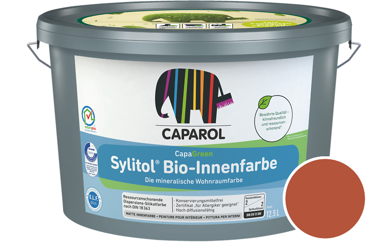 Caparol Sylitol Bio-Innenfarbe 2,5L Silikatfarbe / Get�nt im Farbton Lachs 95
