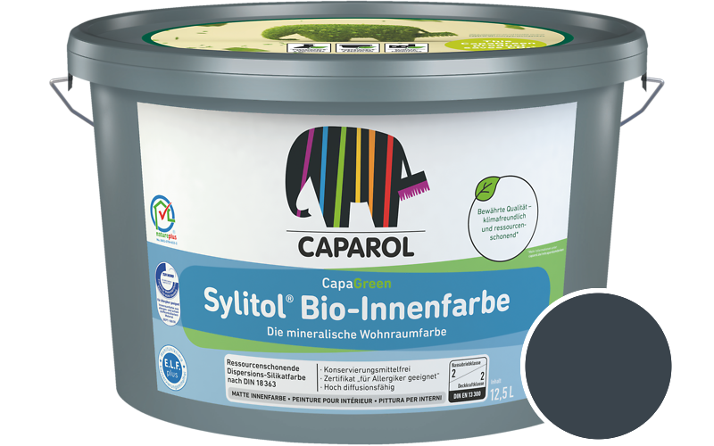 Caparol Sylitol Bio-Innenfarbe 7,5L Silikatfarbe / Getnt im Farbton Lago 5