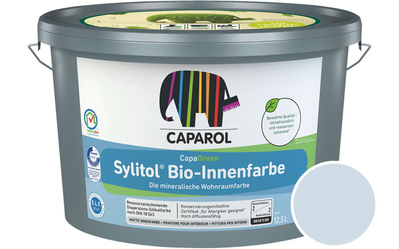 Caparol Sylitol Bio-Innenfarbe 12,5L Silikatfarbe / Getnt im Farbton Lago 90