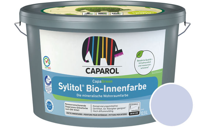 Caparol Sylitol Bio-Innenfarbe 2,5L Silikatfarbe / Getnt im Farbton Lavendel 150
