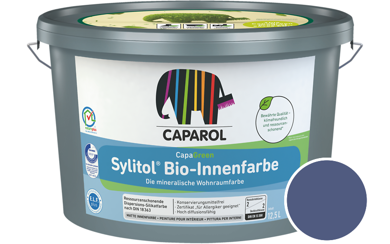 Caparol Sylitol Bio-Innenfarbe 2,5L Silikatfarbe / Getnt im Farbton Lavendel 170