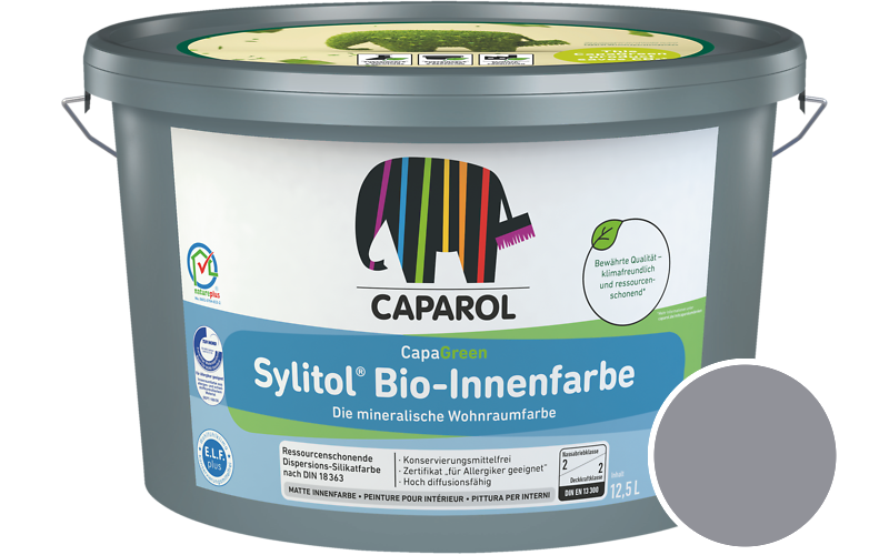 Caparol Sylitol Bio-Innenfarbe 12,5L Silikatfarbe / Getnt im Farbton Lavendel 5