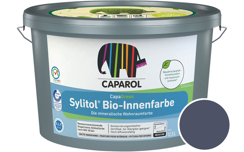 Caparol Sylitol Bio-Innenfarbe 2,5L Silikatfarbe / Getnt im Farbton Lavendel 65