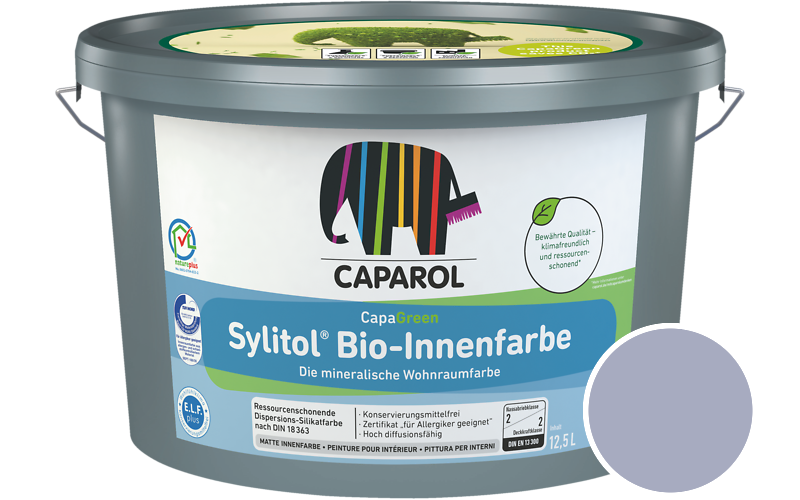 Caparol Sylitol Bio-Innenfarbe 7,5L Silikatfarbe / Getnt im Farbton Lavendel 90