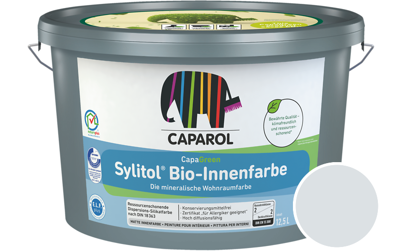 Caparol Sylitol Bio-Innenfarbe 5L Silikatfarbe / Getnt im Farbton Lazur 45