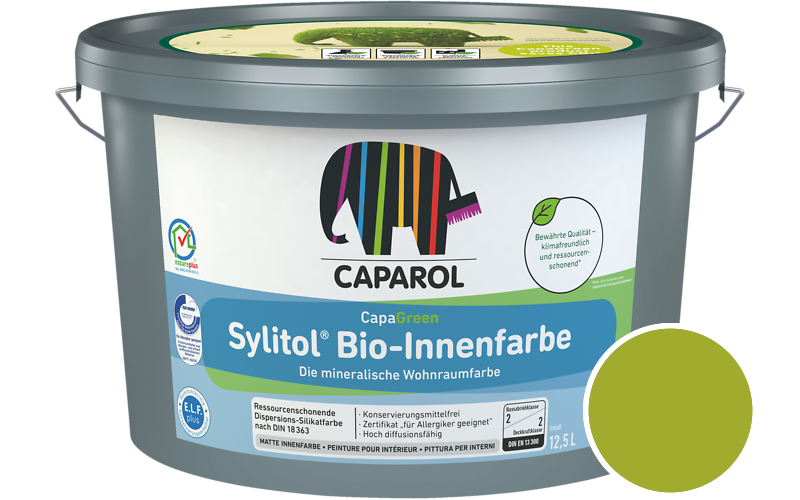 Caparol Sylitol Bio-Innenfarbe 12,5L Silikatfarbe / Get�nt im Farbton Limette 0
