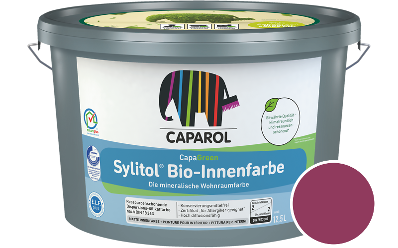Caparol Sylitol Bio-Innenfarbe 7,5L Silikatfarbe / Getnt im Farbton Magenta Ava