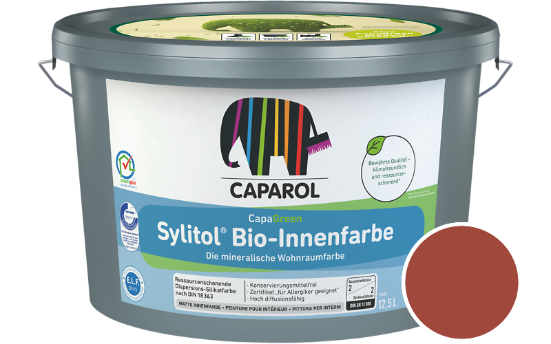 Caparol Sylitol Bio-Innenfarbe 7,5L Silikatfarbe / Getnt im Farbton Magma 125